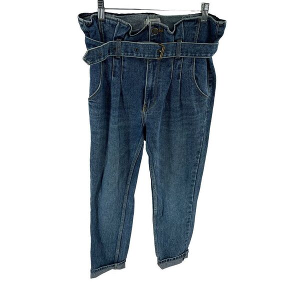 Initial J jeans paper bag waist high rise tapered leg medium 8 10 - Picture 7 of 12